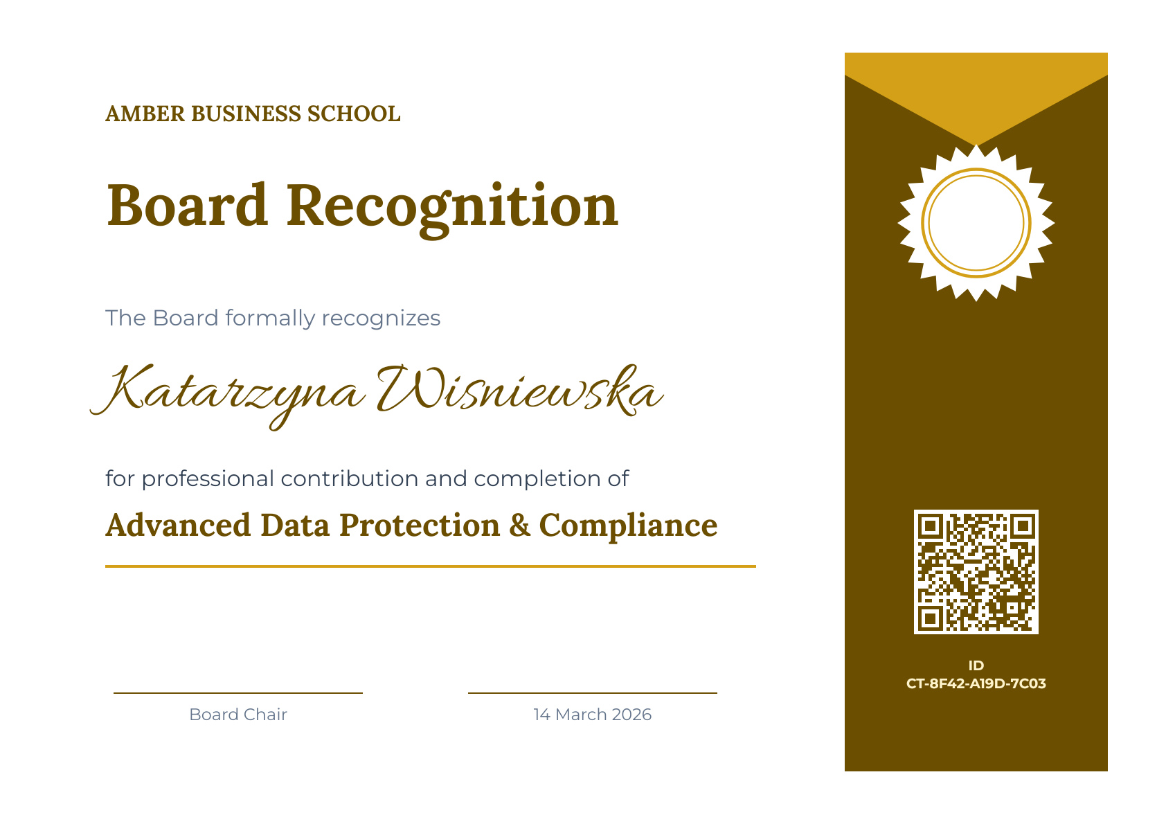 Amber Board Recognition