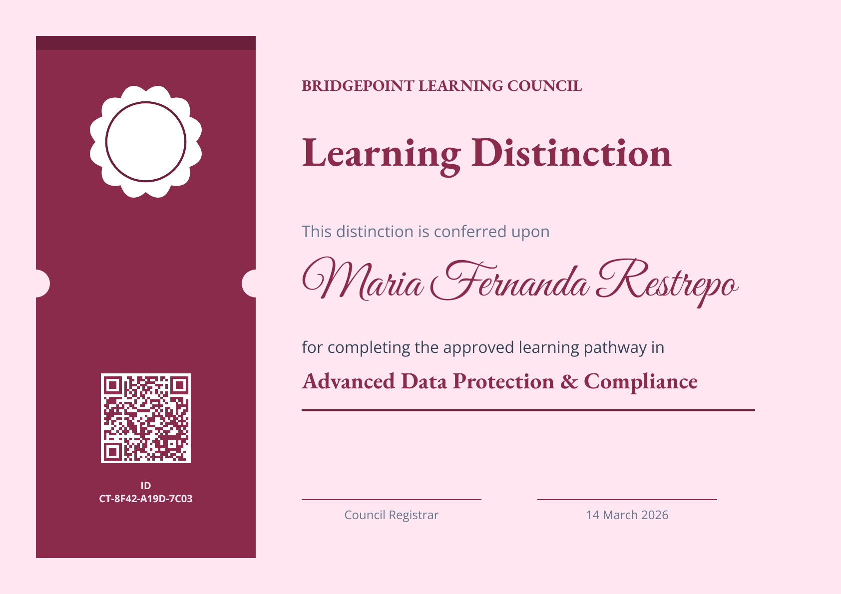 Pinky Style Certificate - Maroon
