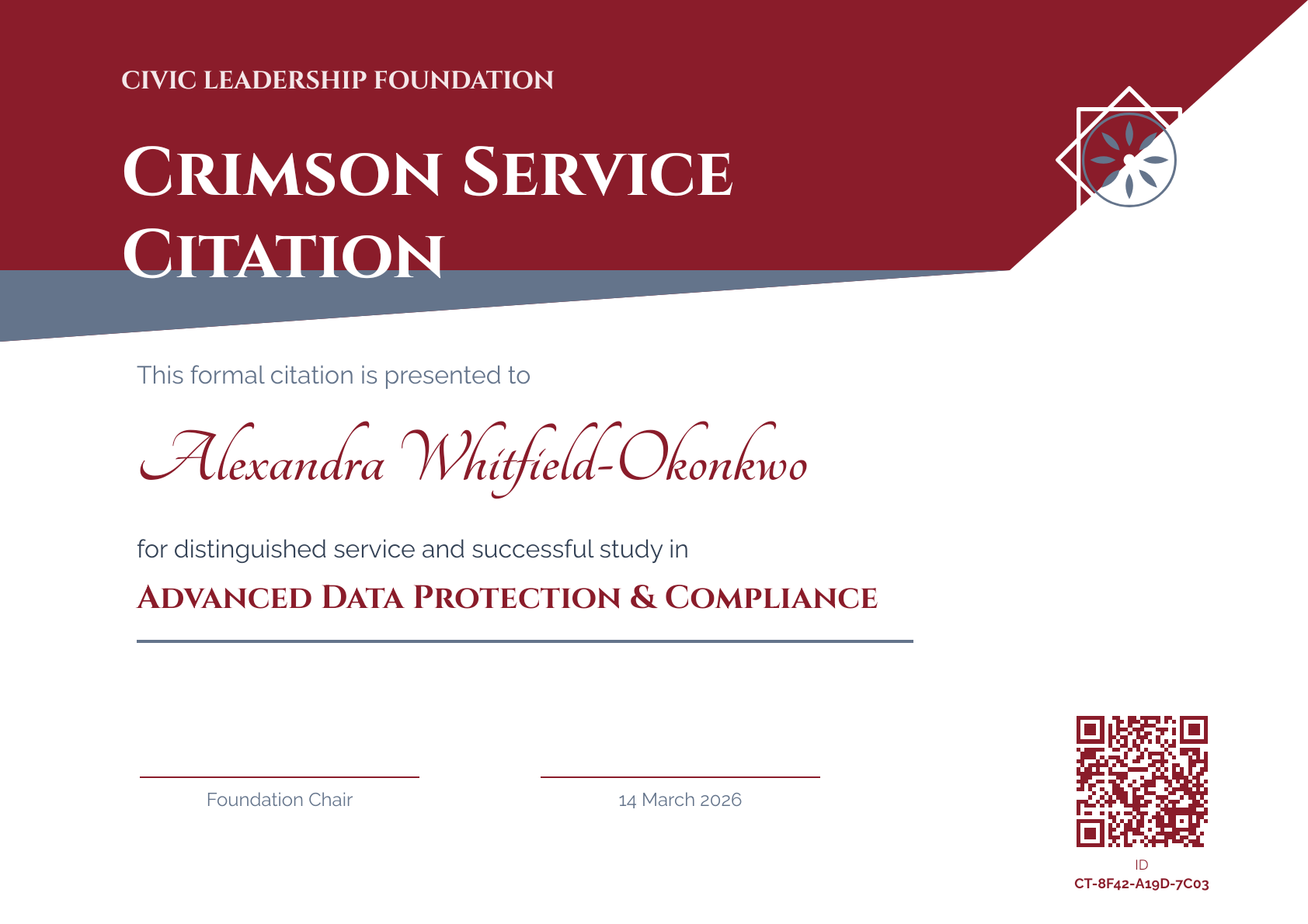 Crimson Service Citation