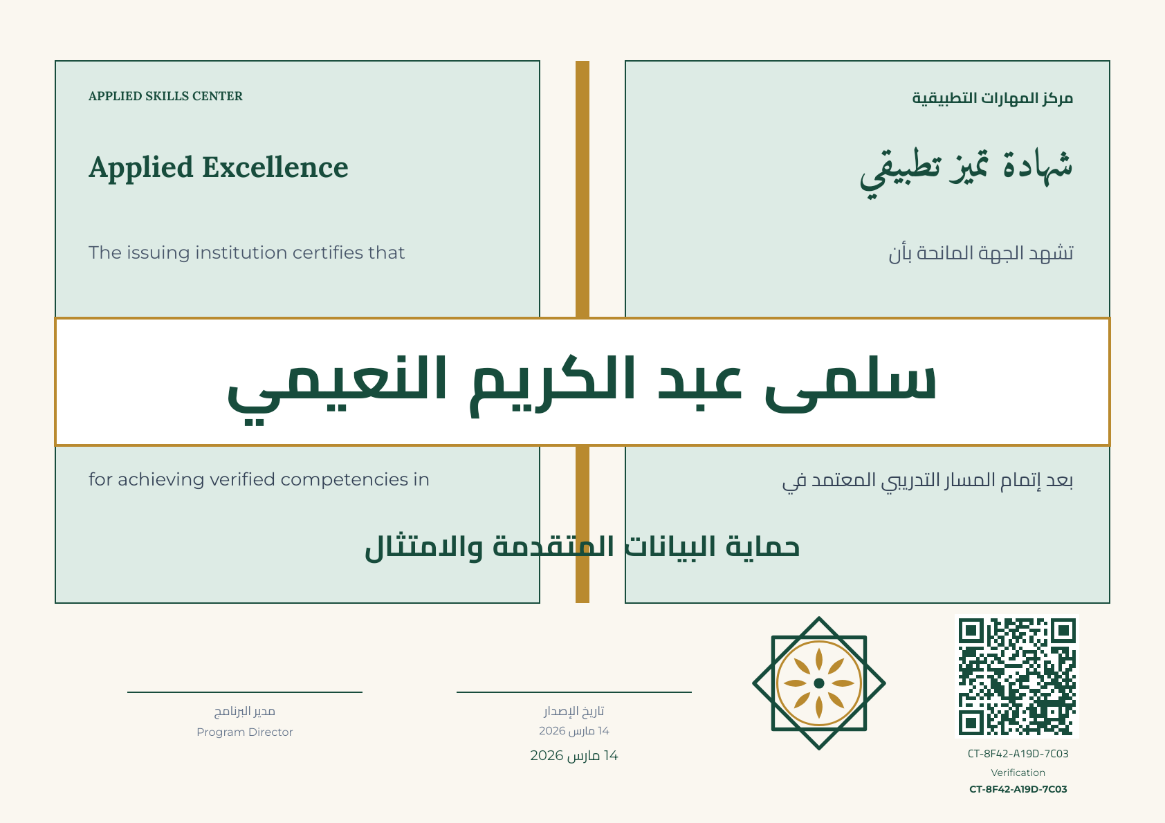 Certificate of Applied Excellence